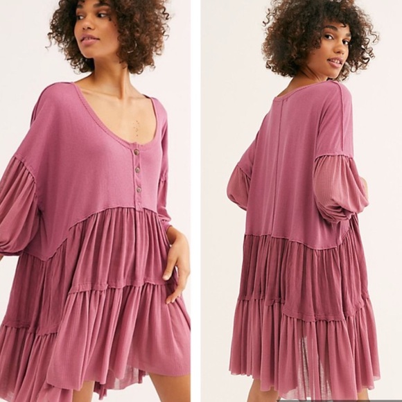Free People Dresses & Skirts - Free People Skye Tiered Layered Tunic Dress L NWT